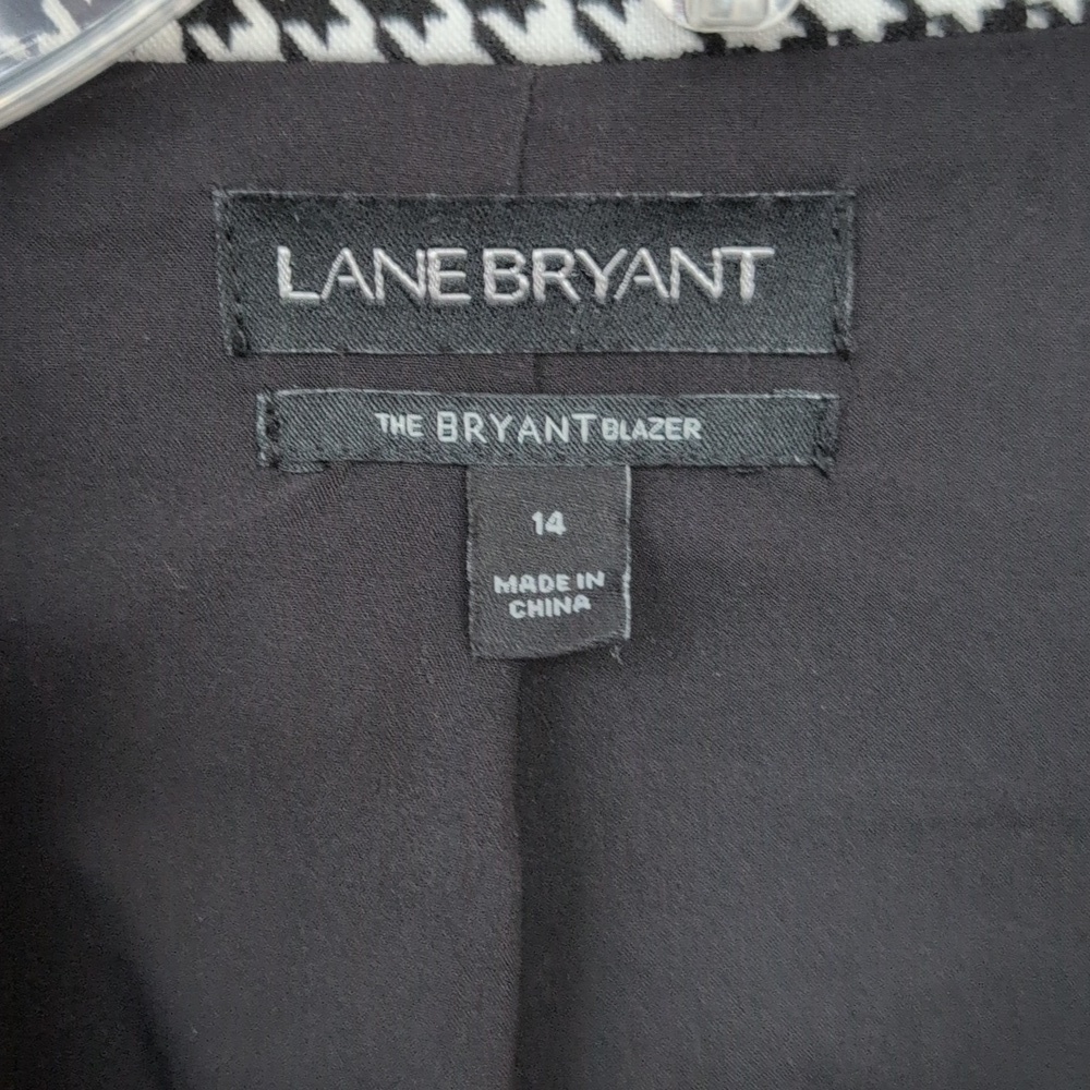 Lane Bryant Bryant Blazer Houndstooth Faux Black Leather Collar - Women's 14 - Picture 4 of 7